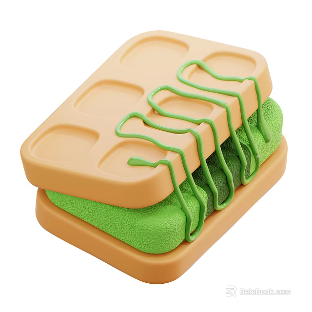 Colorful Play Food Hamburger With Orange Bun Green Sauce And Veggies 3d model 