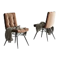 Stylish Brown Upholstered Dining Chairs With Metal Legs And Cozy Throw Blanket