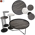 Modern Round Marble Dining Tables With Black Metal Legs And Natural Texture