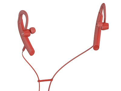 Red Wireless Neckband Headphones with Comfortable Ear Hooks for Mobile Phones 3d model