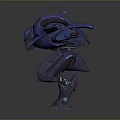 Blue Armored Sci Fi Creature Character With Spiked Protrusions And Multi Legged Structure