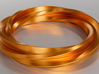 Shiny Golden Stacked Bracelets Elegant Metallic Jewelry Design With Smooth Curved Lines 3d model