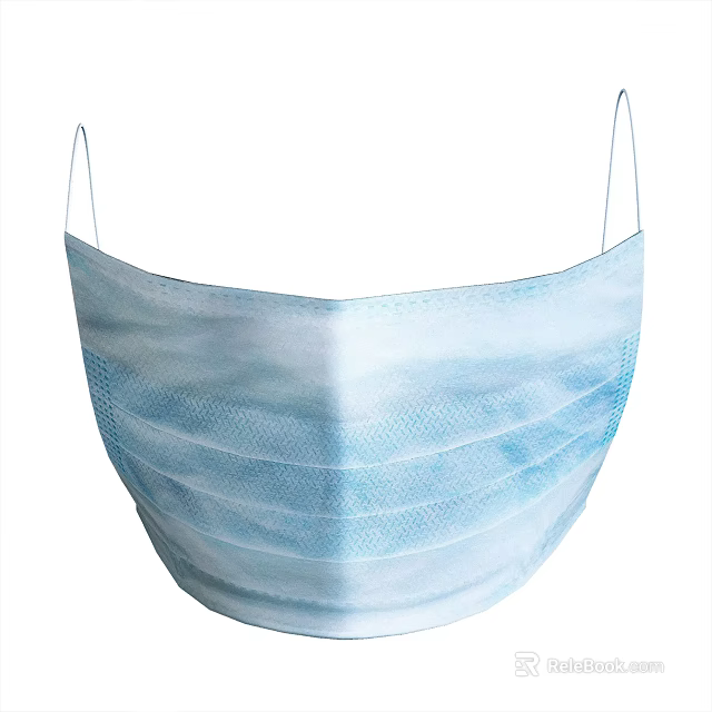 Blue Disposable Face Mask with Three Layer Protective Design for Daily Use 3d model 