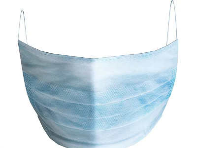 Blue Disposable Face Mask with Three Layer Protective Design for Daily Use 3d model
