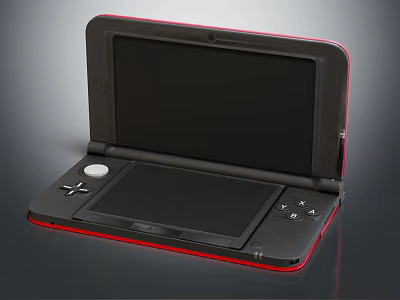 Handheld Dual Screen Entertainment Device With Red Trim And Control Buttons 3d model