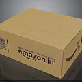 Amazon.in Brown Cardboard Shipping Box With Logo Text On Black Background