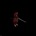 Mythical Samurai Character with Horns and Red Armor as Creature Warrior Holding Sword 3d model