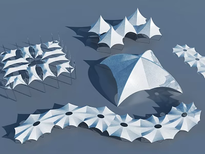 Modern Tensile Membrane Design Structures With Geometric Architectural Shapes And Forms 3d model