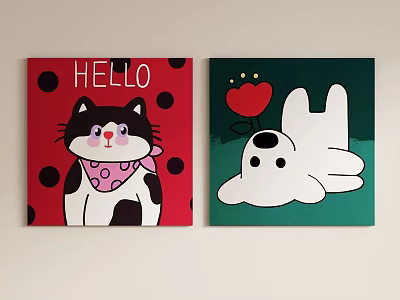 Modern children's cartoon animal painting 3d model