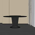 Modern Round Black Dining Table With Fluted Wooden Base In Minimalist Interior