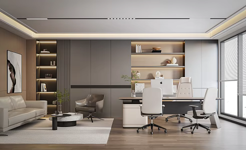 Modern manager office desk chairman office sofa painting 3d model