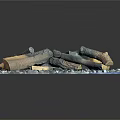 Natural Wood Logs And Gray Stone Chips Arranged On Blue Mat For Decorative