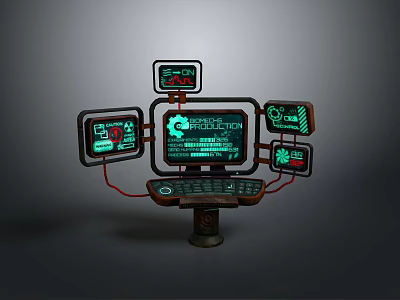 Futuristic Tech Control Panel With Multiple Screens Gear And Data 3d model