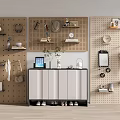 Modern Functional Pegboard Wall Decor With Stylish Decorative Items And Plants 3d model