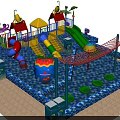 Colorful Children's Playground Equipment With Slides Climbing Net And Elephant Decoration