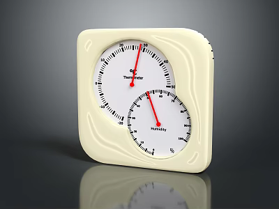 Medical Device Square White Design With Dual Dials for Temperature and Humidity Monitoring 3d model