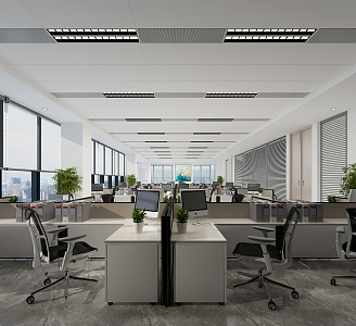 modern public office area open-plan office 3d model