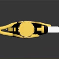 Decorative Weapon Knife Featuring Green Yellow Black Design With Gold Accents On Blade And Handle