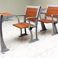 Modern Wooden Top Study Desks With Metal Frame And Matching Armchairs