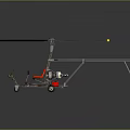 Modern Gyroplane Design With Metal Frame Red Seat Rotor Engine And Wheels