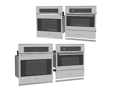 Modern Built-in Kitchen Ovens With Stainless Steel Design And Four Units For Contemporary Spaces 3d model