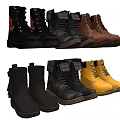 Assorted Stylish Boots In Black Brown Yellow With Laces Fringes And Plaid Details