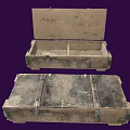 Vintage Wooden Storage Boxes With Rustic Metal Clasps Open And Closed Design Worn Surface Texture