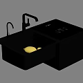Smart Kitchen Sink Appliance With Black Design Faucet And Lemon