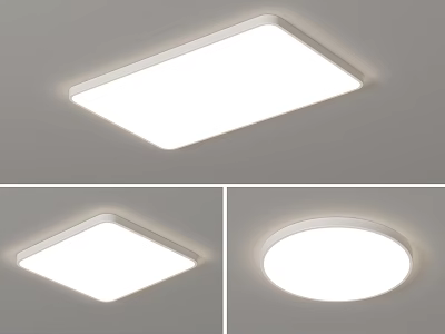 Modern Minimalist Ceiling Lights Featuring Square And Round Shapes White Finish Bright Illumination 3d model