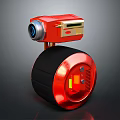 Red Projection Monitoring Device With Camera And Round Modern Design Base