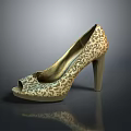 Stylish Leopard Print Peep Toe High Heels With Slim Heel And Classic Design Elements 3d model