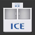 Refrigerated Ice Freezer Double Door with Transparent Glass and Blue ICE Lettering Design