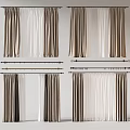 Various Brown And White Curtain Styles With Different Fabric And Curtain Rods