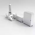 Industrial Equipment Featuring Metallic Units Cylindrical Tank Control Cabinets And Mechanical Components