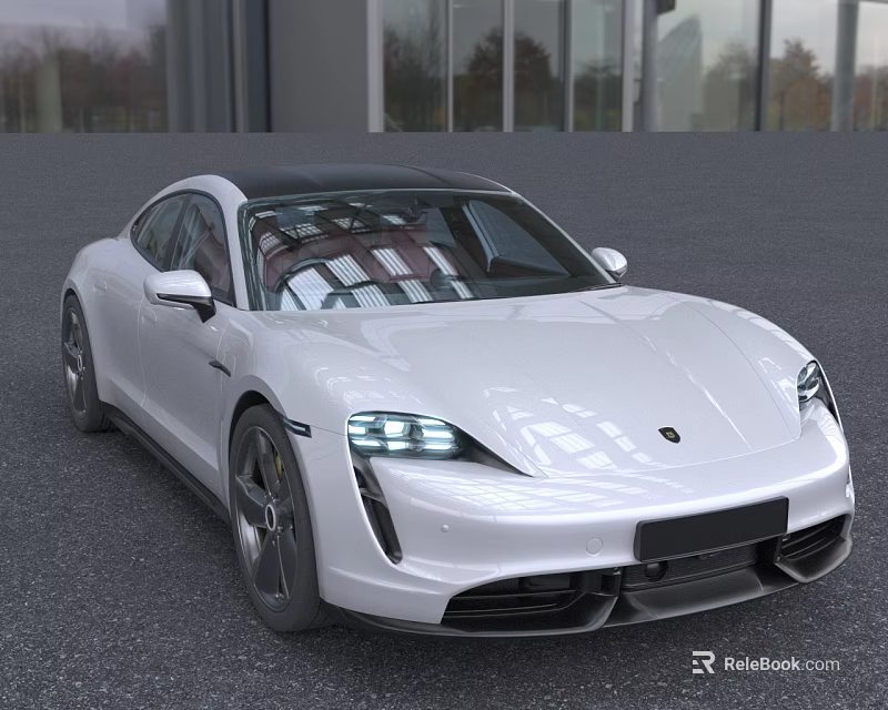 White Sports Car With Sleek Aerodynamic Body Front Grille And LED Headlights In Outdoor Setting 3d model 