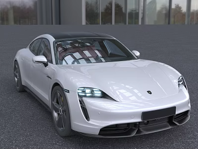 White Sports Car With Sleek Aerodynamic Body Front Grille And LED Headlights In Outdoor Setting 3d model