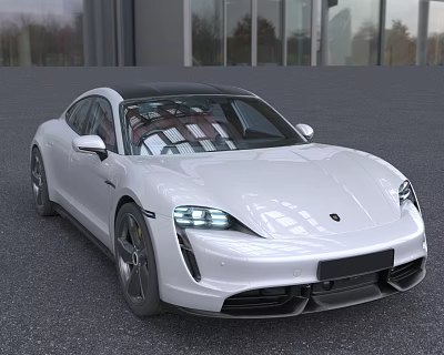 White Sports Car With Sleek Aerodynamic Body Front Grille And LED Headlights In Outdoor Setting 3d model