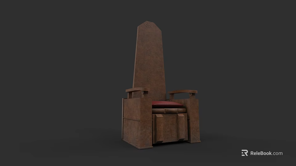 Vintage Brown Wooden Sofa And Coffee Table Set With Red Cushion For Living Room 3d model 