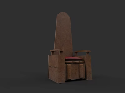 Vintage Brown Wooden Sofa And Coffee Table Set With Red Cushion For Living Room 3d model