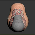 Decorative Matryoshka Style Objects With Orange Wavy Red White Speckled And Gray Dotted Textures