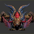 Colorful Red Blue Gold Mythical Dragon Game Movie Character With Fierce Claws And Detailed Design
