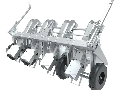 Industrial Agricultural Tillage Equipment With Metal Frame Multiple Plow Blades And Rubber Wheels 3d model