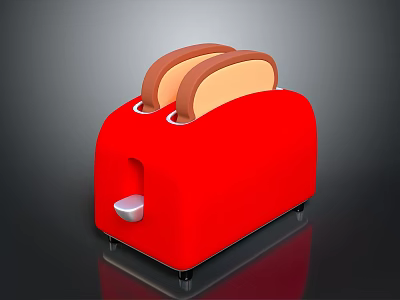 Red Toaster With Toasted Bread Slices Stylish Modern Kitchen Appliance Design 3d model