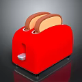 Red Toaster With Toasted Bread Slices Stylish Modern Kitchen Appliance Design 3d model