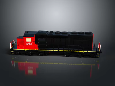 Detailed Red And Black Locomotive Model With 5315 Number Standing On Gray Surface 3d model
