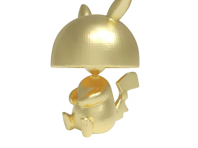 Golden 3D Model Cartoon Character With Large Ears Tail And Sitting Pose 3d model