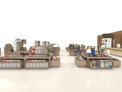 Modern Wooden Bookcase With Shelves Filled With Books And Decorative Items 3d model