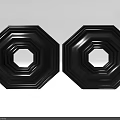 Two Black Octagonal Carved Decorative Panels With Circular Hollow Center 3d model