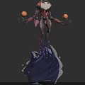 Monstrous Character With Shaggy Beard Glowing Red Eyes And Flying Insects