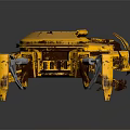 Yellow Mechanical Creature With Rusty Surface Multiple Legs And Clawed Appendages 3d model